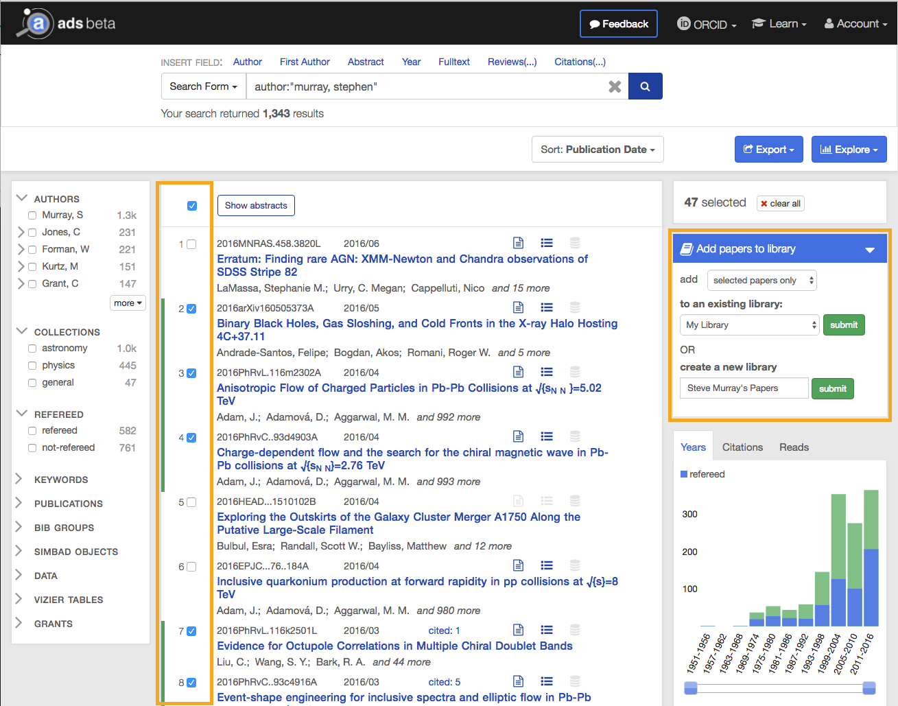 how to add papers to an ADS library